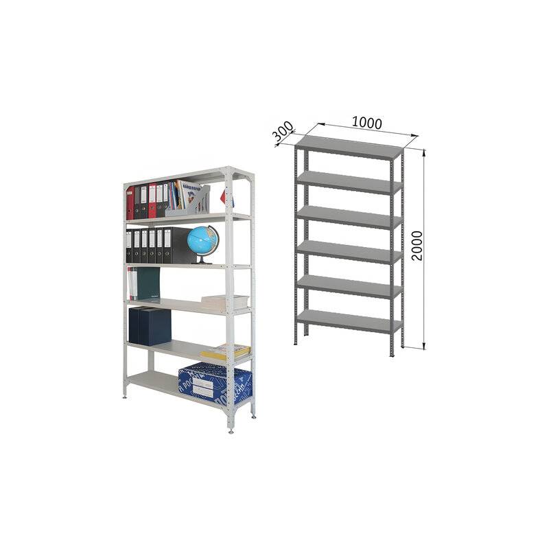 Стеллаж металлический "УНИВЕРСАЛ", 2000х1000х300 мм, УСИЛЕННЫЕ СТОЙКИ, 6 полок, регулируемые опоры, 290144 главное фото